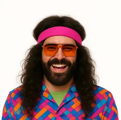 Produktbild von Langhaarperücke Perücke Wig (Schwarz) – 70er & 80er Jahre – für Fasching & Karneval