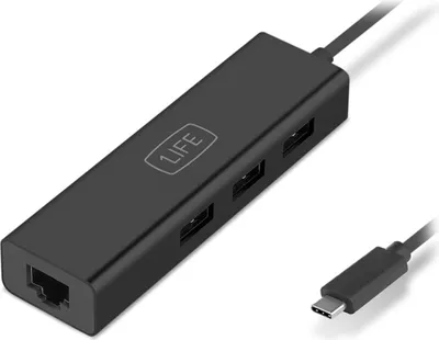 Produktbild von Hub USB-C 1Life USB:HUB 3 RJ45 Gigabit Preto