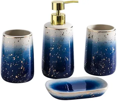 Produktbild von Famanu Badezimmeraccessoireset - Keramik - Set von 4 - Modernes Design