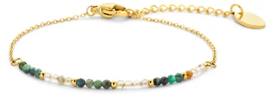 Produktbild von CO88 Collection 8CB-91301 Perlenarmband – Armband – Perlen – 2 mm – 16,5 + 3 cm – grün – weiß – goldfarben