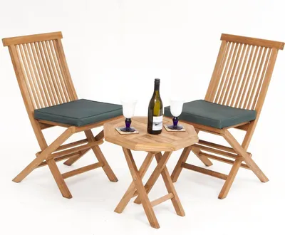 Produktbild von Teako Design Gartenmöbel Set 2 Klappstühle mit Klapptisch Teakholz