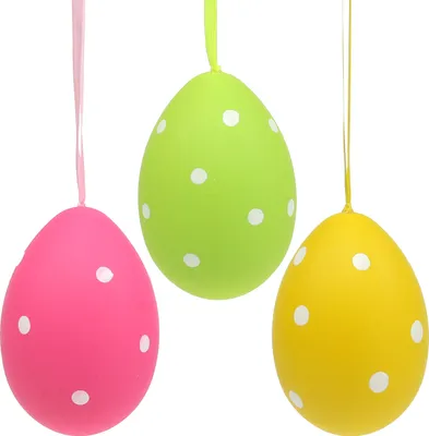 Produktbild von Bunte Plastikeier 15cm zum Hängen - Set aus 3 Stück - Osterdeko