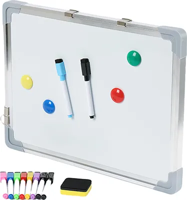 Produktbild von Relaxdays Whiteboard, mit Zubehör, abwischbar, einseitig magnetisch, Tafel mit Eckenschutz, Magnetwand 30 x 40 cm, weiß