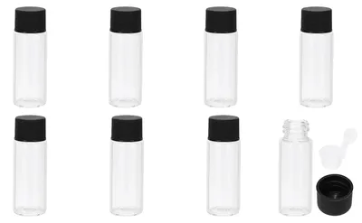 8er-Set Glasflaschen 15 ml mit Öffnungsreduzierer, schwarz