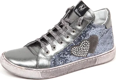 Produktbild von E2594 sneaker bimba NATURINO scarpe grigio laminato glitter shoe kid baby girl