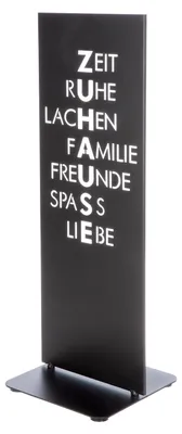 Produktbild von Gilde Standrelief, rechteckig, "Zuhause", Spruch, Metall, schwarz, VE 2, L. 30 cm, B. 30 cm, H. 91 cm