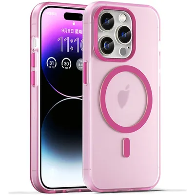 Produktbild von Mobigear Shockproof iPhone 16 Pro MagSafe Hülle Flexibles TPU Backcover - Pink