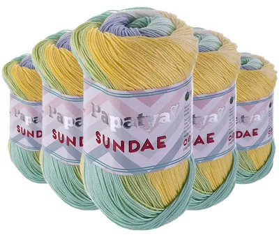Papatya Sundae Strickgarn 5x100g – Farbvariante mehrfarbig 1 – Selbstmusterndes Farbverlaufsgarn.