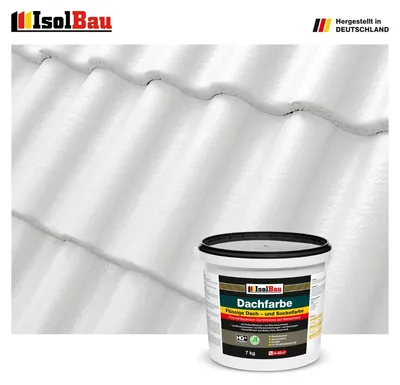 Produktbild von Isolbau Dachfarbe Weiss 7 kg Sockelfarbe Fassadenfarbe Dachbeschichtung RAL Farbe