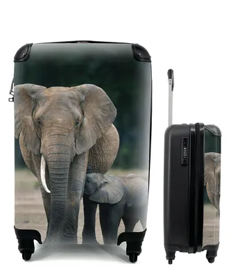Produktbild von MuchoWow® Koffer Handgepäck Trolley Rollkoffer Kleine Reisekoffer mit 4 Rollen - Elefant - Tiere - Flachland - Natur - Cabin Size < 55x40x23 cm & 55x40x20 cm - Fotokoffer - Kabinenkoffer - Boardgepäck - Reise-Box - Reisekoffer - Reisegepäck - Koffer mit Bild - Trolley für Kinder