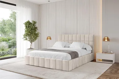 Produktbild von ALTDECOR Polsterbett mit Bettkasten - AMEA 200x200 Beige und Lattenrost, Bett mit Matratze H3/H4, Kopfteil, Boxbett, Doppelbett mit Stauraum