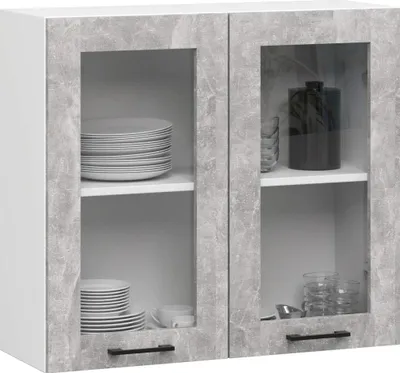 Image de Vitrine haute 80 cm VERMINA - blanc / béton