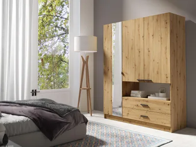 Obrázek produktu pro Šatní skříň se zrcadlem 159 cm CALARCA - dub artisan