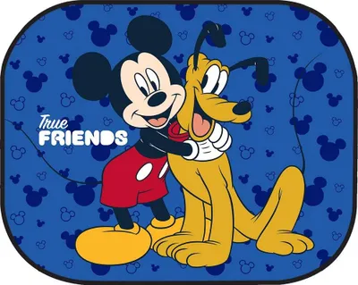 Produktbild von Tataway Mickey Mouse Seitenrollo fürs Auto, 44 x 35 cm – Kinder-Sonnenschutz mit offizieller Mickey Mouse-Grafik auf blauem Hintergrund, effektiver Sonnenschutz