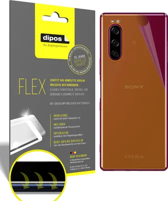 Produktbild von 3x Schutzfolie für Sony Xperia 5 Rückseite Folie, 100% Displayabdeckung, dipos Flex