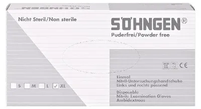Produktbild von Nitril Schutzhandschuhe blau extragroß puderfrei 100 Stück | Packung (100 Stück)