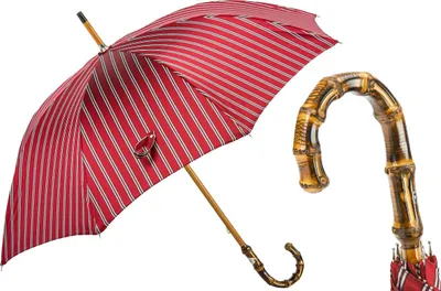 Produktbild von PASOTTI Klassischer Gestreifter Regenschirm mit Bambusgriff – Manuelle Öffnung, 92cm, Handgefertigt in Italien