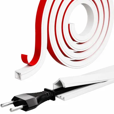 Produktbild von 300cm Flexible Kabelkanal Weiß Selbstklebend für 1 Kabel,15(B) x 12(H) mm