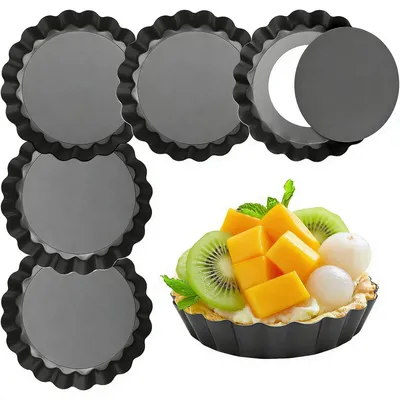 6 Tarte- & Quicheformen 10 cm, antihaft, herausnehmbarer Boden