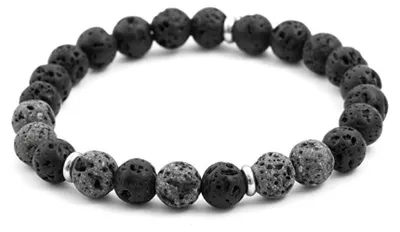 Immagine prodotto di Bracciale di perline in pietra lavica MINK77/17, 17 cm