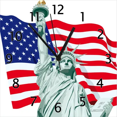 Produktbild von Wallario Design Wanduhr Freiheitsstatue USA aus Echtglas, Größe 30 x 30 cm