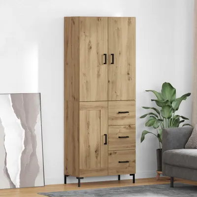 Productafbeelding van vidaXL Hoge kast Artisan-eikenhout, 69,5 x 34 x 180 cm, houtvezel
