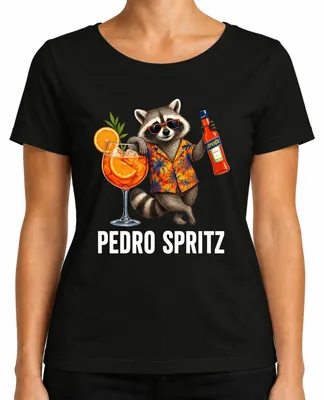 Imagen del producto de Camiseta para mujer con estampado "Pedro Spritz Waschbär Sonnenbrille Hawaii Statement Sarkasmus JGA", color , talla S