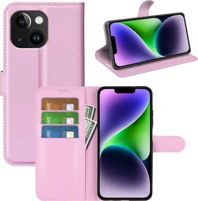 Image de Pour Apple iPhone 15 Smart Handy Etui rose Etuis en similicuir Cover Case Book