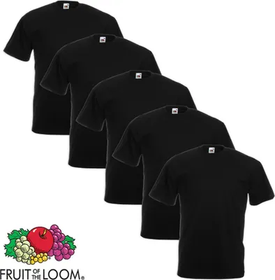 Produktbild von Fruit of the Loom Große Größe Valueweight T-shirt 5 Stk. Schwarz 3XL