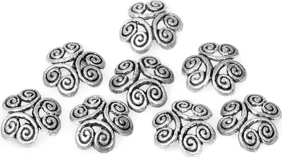 Produktbild von Zier-Perlkappen "Ornament", 8 Stück, aus Platin