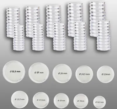 Produktbild von Prophila Collection Münzkapsel-Sortiment Euro 16,5 bis 33 mm Innendurchmesser, insgesamt 100 Kapseln