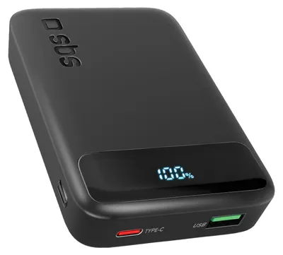 Produktbild von Kompakte 10.000 mAh Powerbank mit Schnellladefunktion und LCD-Display