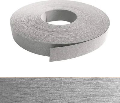 Produktbild von Kantenumleimer Melamin 22mm x 50m mit Schmelzkleber in Edelstahl optik Dekor