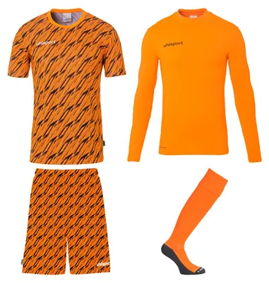 Produktbild von Uhlsport Progressive Torwart Set fluo orange/schwarz 152