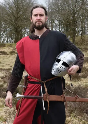 Immagine prodotto di Tunica medievale Eckhart, Mi-Parti, nero/rosso - tabarro costume cavaliere LARP travestimento uomo taglia: S/M/L
