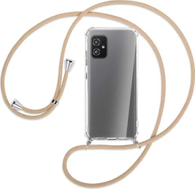 Produktbild von Handykette Backcover-Schutzhülle mit Band (Metall silberfarben) für Asus Zenfone 8 - beige
