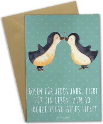 Produktbild von Mr. & Mrs. Panda babykarte 10. Hochzeitstag Rosenhochzeit - Meeresbrise - Geschenk, Ehejubiläum, Eheversprechen, Jubiläumsgeschenk, Liebe und Hingabe, weihnachtskarten