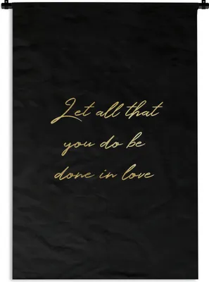 Produktbild von MuchoWow® Wandteppich Wandbehang Zitate - Liebe - Gold - Schwarz 120x180 cm Tapisserie Dekoration Wandtuch - Schlafzimmer - Dekorationen für das Haus