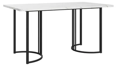 Obrázok produktu pre Jedálenský stôl – Moderný štýl – Kovová konštrukcia – Nastaviteľné nohy – Pre 6 osôb – 140 × 80 × 75 cm – Čierna farba