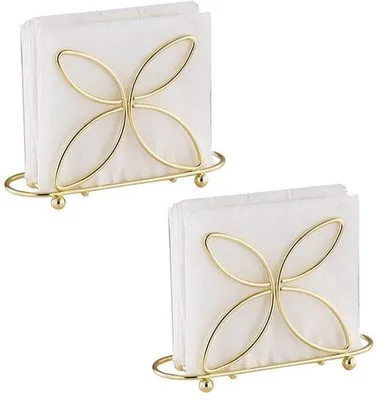 Obrázek produktu pro Ibenzoa® Drážky na ubrousky, sada 2 kusů – zlatá barva, chromovaná ocel, odolné proti korozi, rozměry 13×3,5×9 cm, ideální pro stolování a restaurace