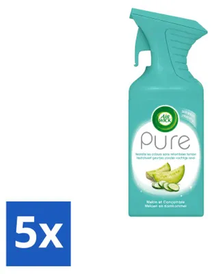 Imagen del producto de 5 aerosoles ambientadores Air Wick Pure, aroma melón y pepino, 250 ml, pack ahorro, 5 unidades