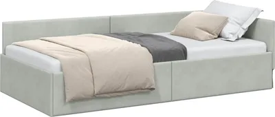 Produktbild von vidaXL Eckbettgestell mit Kopfteil Hellgrau 80 cm x 200 cm Samt