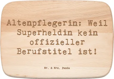 Produktbild von Mr. & Mrs. Panda Schneidebrett Spruch Altenpflegerin Superheld - Transparent - Geschenk, Küchenbrett, personalisierte Geschenke, liebevolles, für Berufstätige, Humor