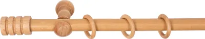 Produktbild von SN Deco - Stilgarnitur Gardinenstange Vorhangstange Pisa, Holz, Klassikträger offen, 28 mm, 1-Lauf, Komplettset mit Ringen, Farbe Eiche, 120 cm