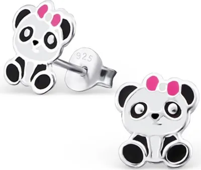 Produktbild von Kinderohrstecker: Mädchen Ohrringe Silber „Pandabär“