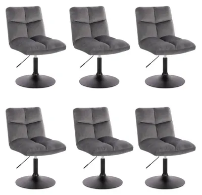 Produktbild von HOME DELUXE - Barhocker ACE - 6er Set, Farbe: Hellgrau- 360 Grad drehbar, Höhenverstellbar, weiche Polsterung, bis 120 kg belastbar I Küchenstuhl Speisestühle Esszimmerstühle