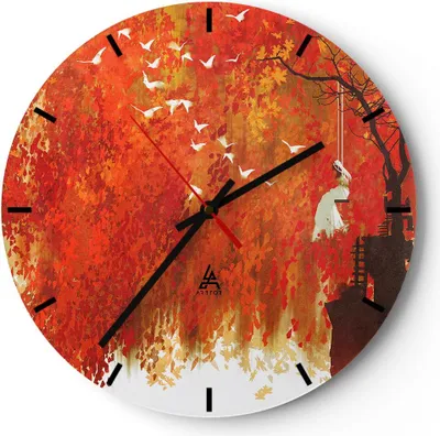 Produktbild von Wanduhr - Rund - Glasuhr - Frau Abstraktion - 40x40cm - Schleichendes Uhrwerk - Lautlos - zum Aufhängen bereit - Dekoration Modern - Wanddekoration aus Glas - C3AR40x40-3836