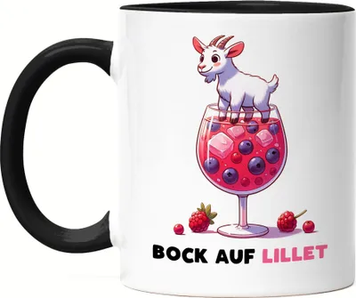 Produktbild von Bock auf Lillet Glas Lillet Ziegenbock Tasse Schwarz - Geschenkidee Feierabend