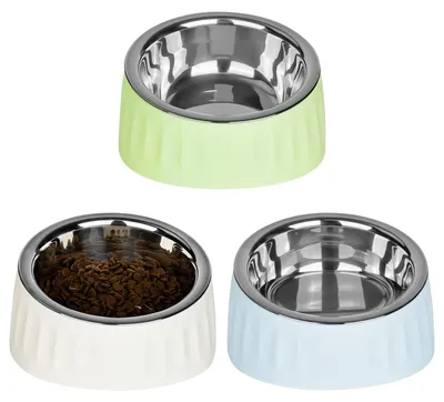 Productafbeelding van Kattenbak roestvrij staal - 15° schuine voerbak - Antislip - Set van 3