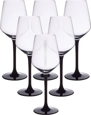 Produktbild von Weißweingläser Glas 6 tlg. SET Weingläser Weinkelche RUBIN BLACK 290 ml